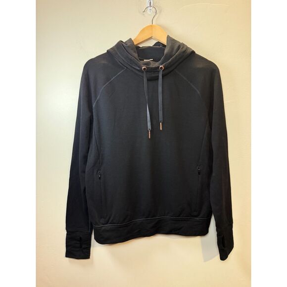 Sweaty Betty Rhythm Merino Mock Neck Hoodie Women’s Size Small Black Pullover - Picture 5 of 9
